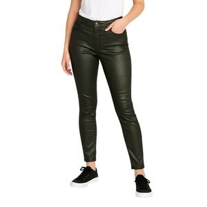 JustFab Pants Size 27 Black Faux Leather High‎ Rise Skinny Modern Edgy Chic NEW